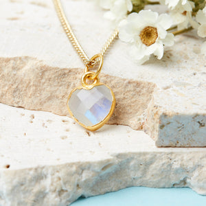 Gold Plated June Rainbow Moonstone Necklace Card