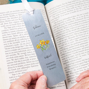 Birth Flower Personalised Water Colour Bookmark