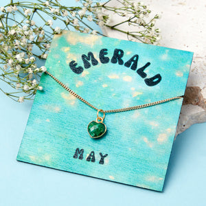 Gold Plated May Emerald Necklace Card