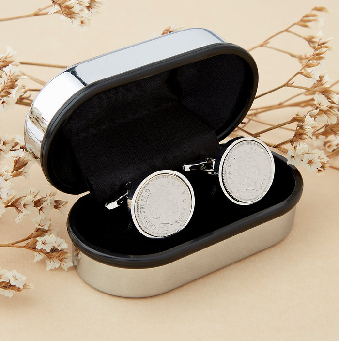 Monogram Solid Circle Disc Personalised Cufflinks