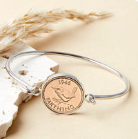 80th Birthday 1946 Farthing Coin Bangle Bracelet