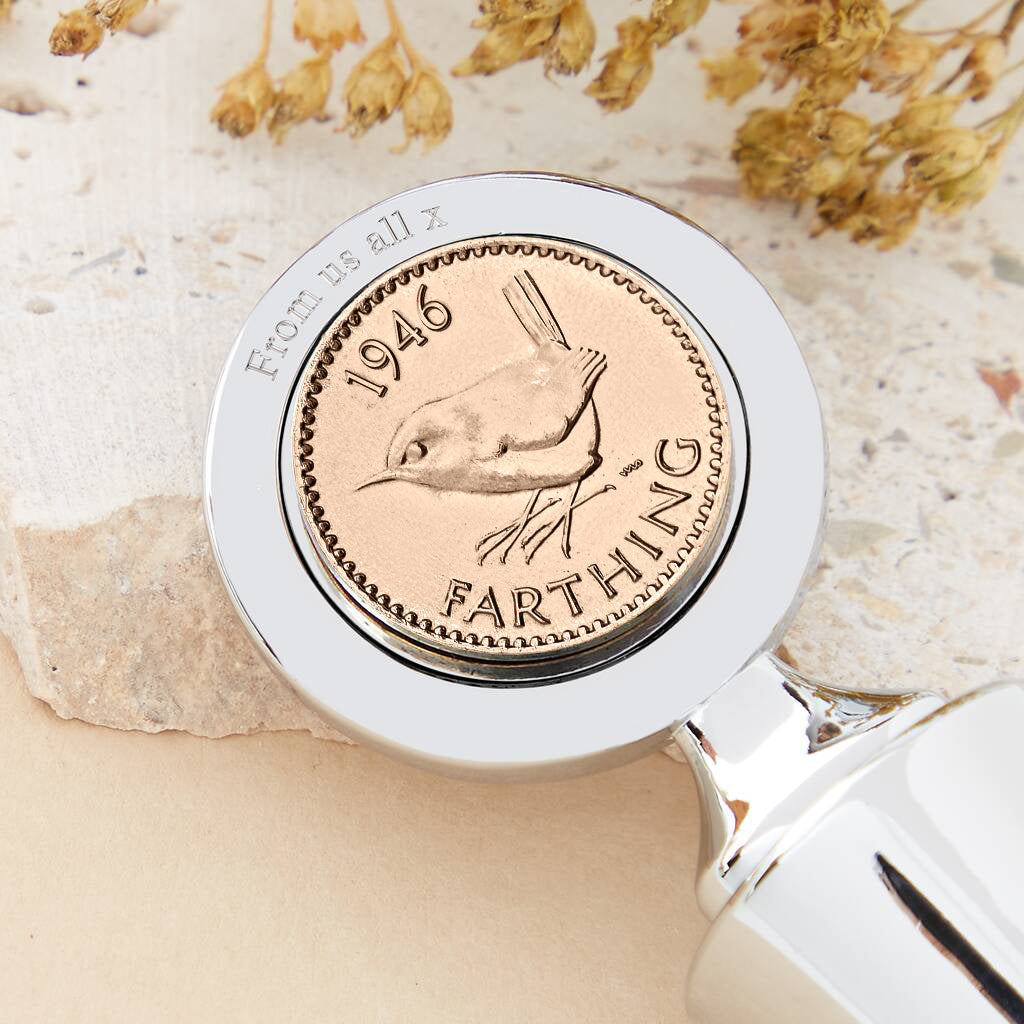 80th Birthday 1946 Farthing Coin Bottle Stopper