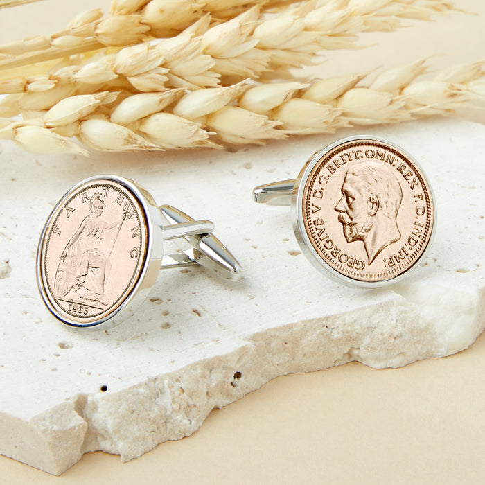 Farthing 90th 1935 Birthday Coin Cufflinks