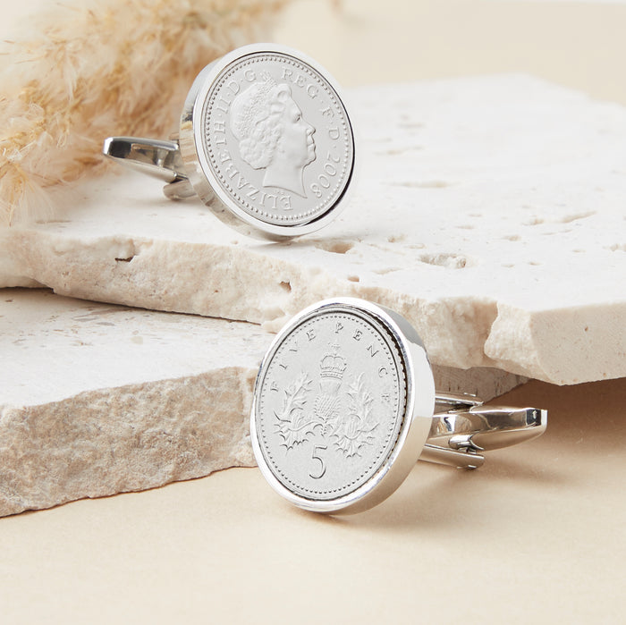 Five Pence 18th 2008 Birthday Coin Cufflinks