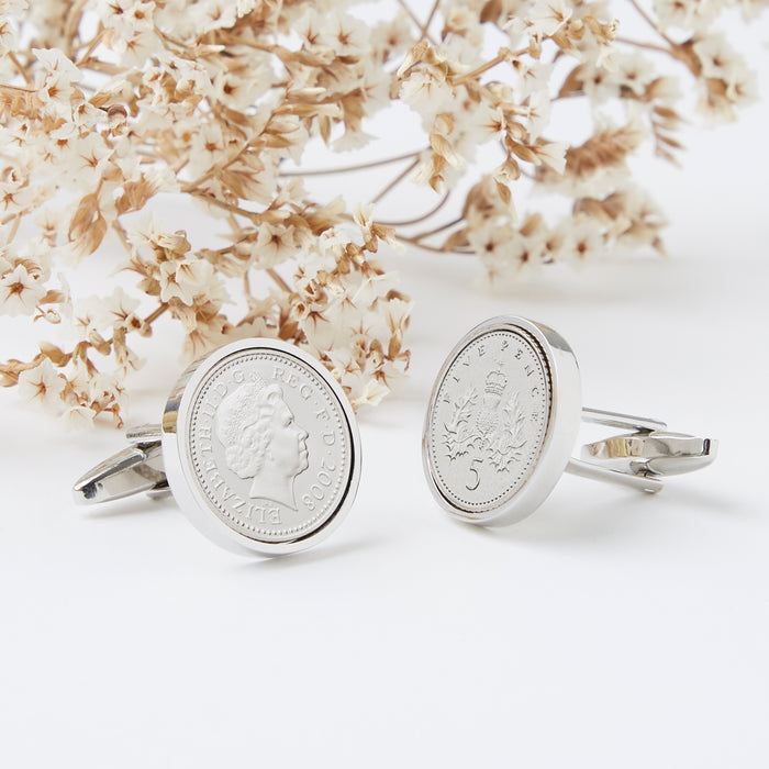 Five Pence 18th 2008 Birthday Coin Cufflinks