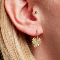Gold Plated Monstera Leaf Hoop Earrings