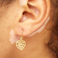 Gold Plated Laser Cut Leaf Earrings