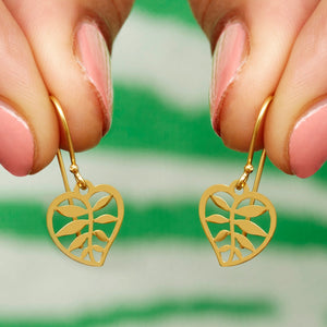 Gold Plated Laser Cut Leaf Earrings