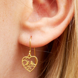 Gold Plated Laser Cut Love Birds Earrings
