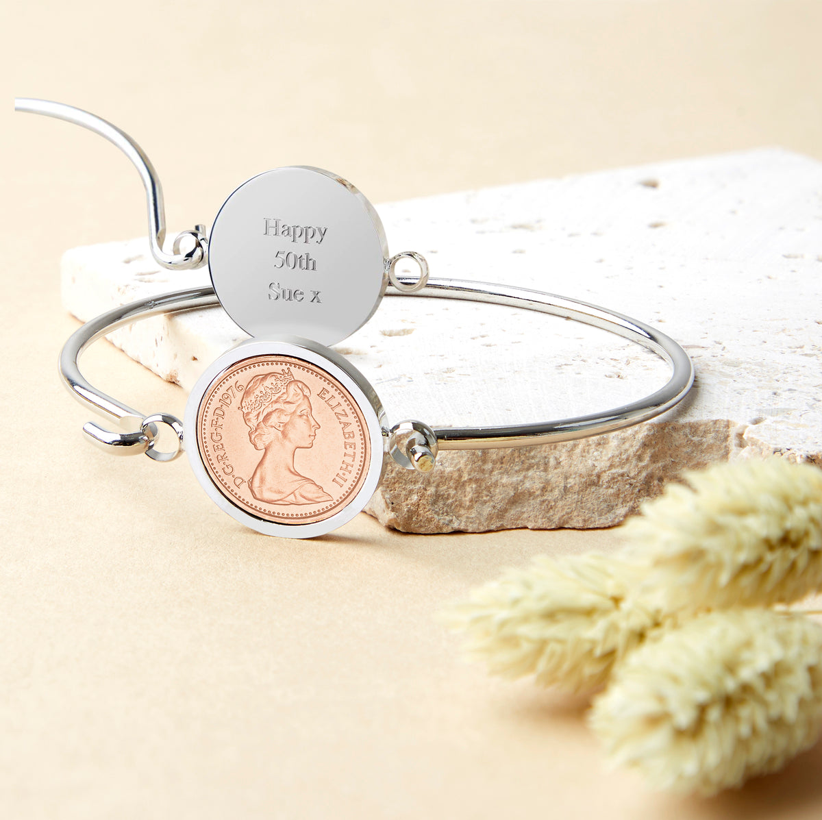 50th Birthday 1976 Half Penny Coin Bracelet