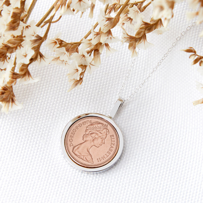 50th Birthday 1976 Half penny Coin Necklace