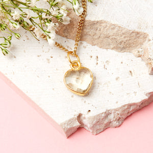 Gold Plated Heart Citrine Gemstone Necklace