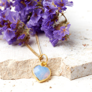 Gold Plated Heart Opal Gemstone Necklace