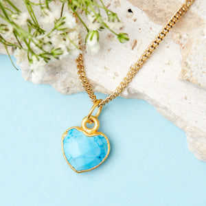 Gold Plated Heart Turquoise Gemstone Necklace