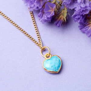 Gold Plated Heart Turquoise Gemstone Necklace