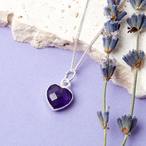 Sterling Silver Heart Amethyst Gemstone Necklace