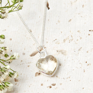 Sterling Silver Heart Citrine Gemstone Necklace