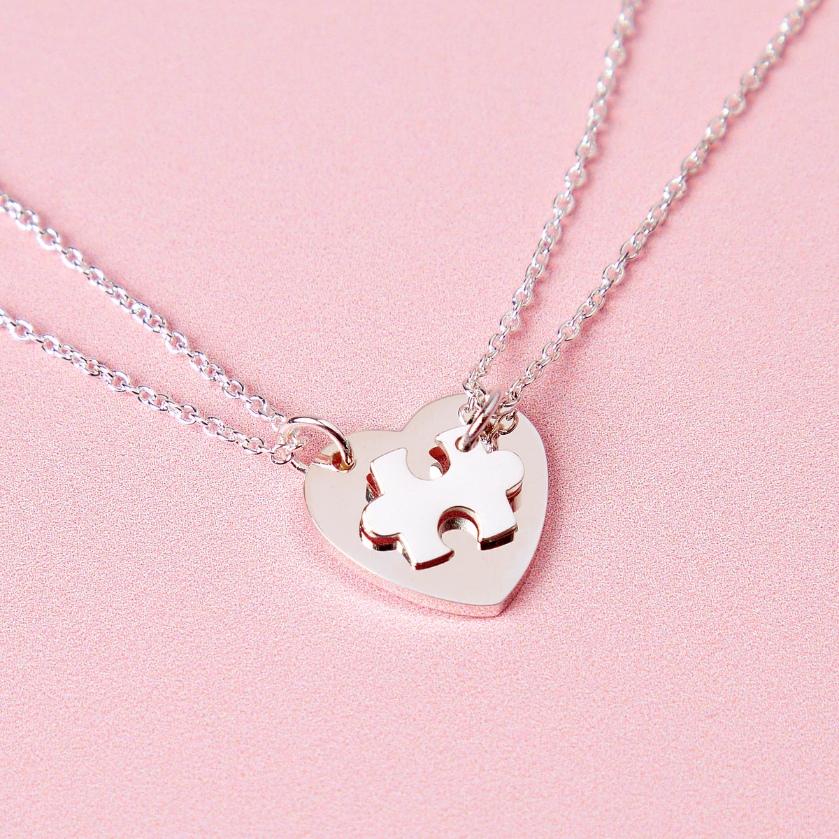 Silver Mum And Me Jigsaw Puzzle Heart Necklace