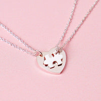 Silver Mum And Me Jigsaw Puzzle Heart Necklace