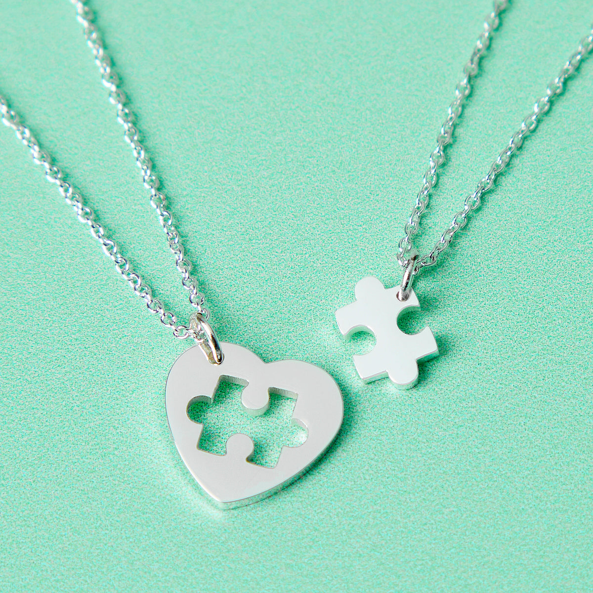 Silver Mum And Me Jigsaw Puzzle Heart Necklace