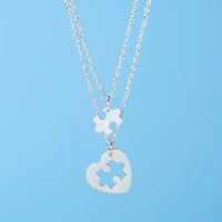 Silver Mum And Me Jigsaw Puzzle Heart Necklace