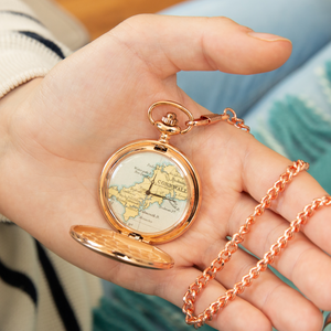 Personalised Map Pocket Watch Rose Gold