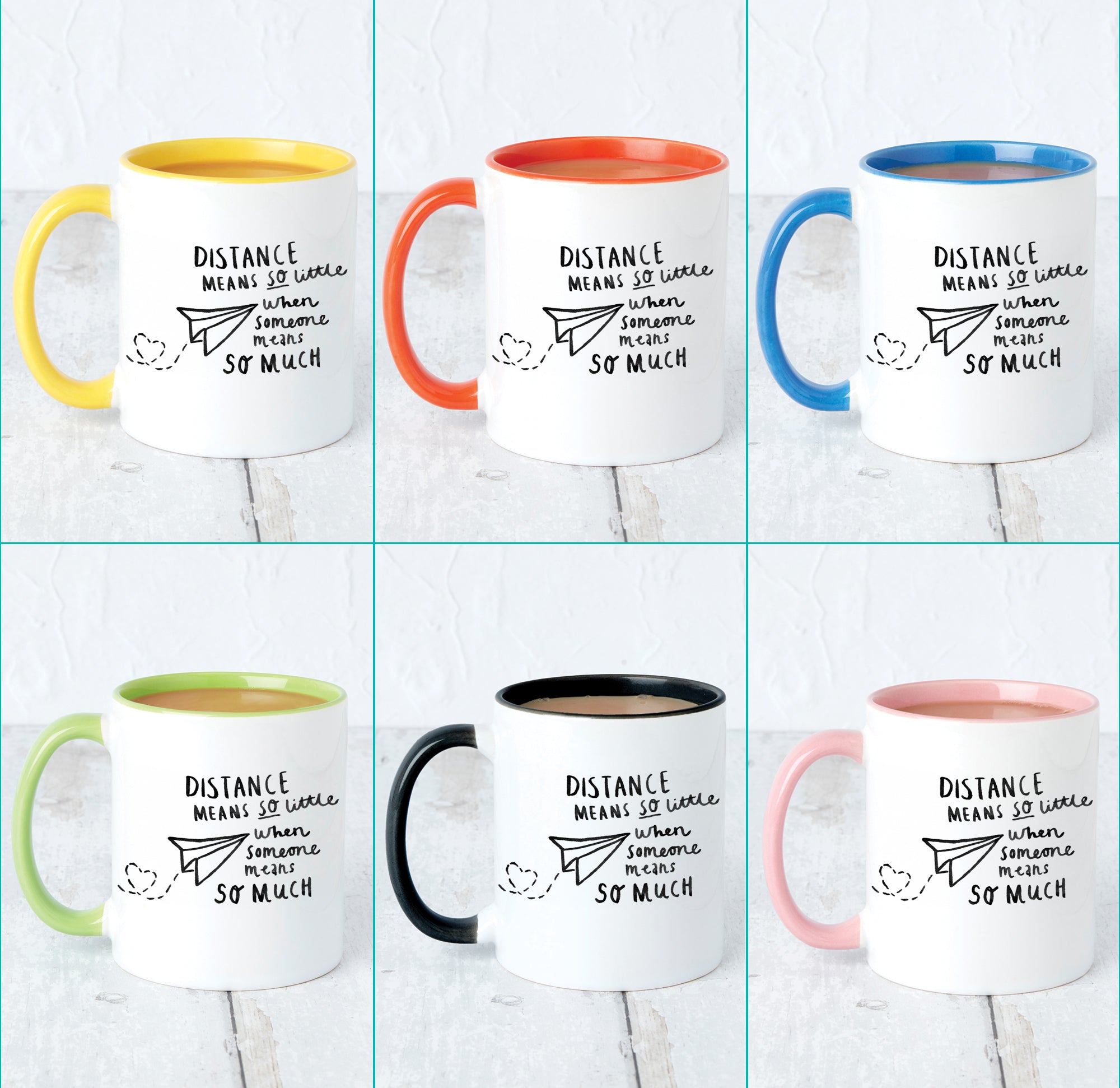 5Aup Tazza Da Caffè 325ml Con Scritta 'Distance Means So Little' - Regalo Sentimentale Per Coppie, Amici E Famiglia