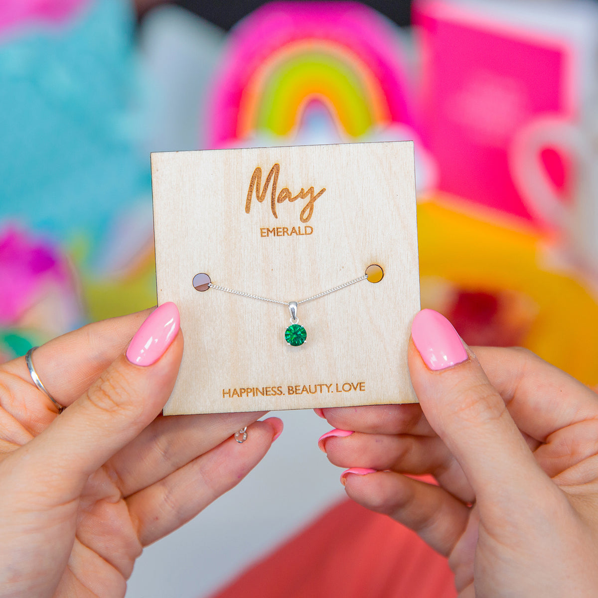 Personalised Birthday Birthstone Crystal Necklace Card