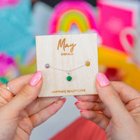 Personalised Birthday Birthstone Crystal Necklace Card