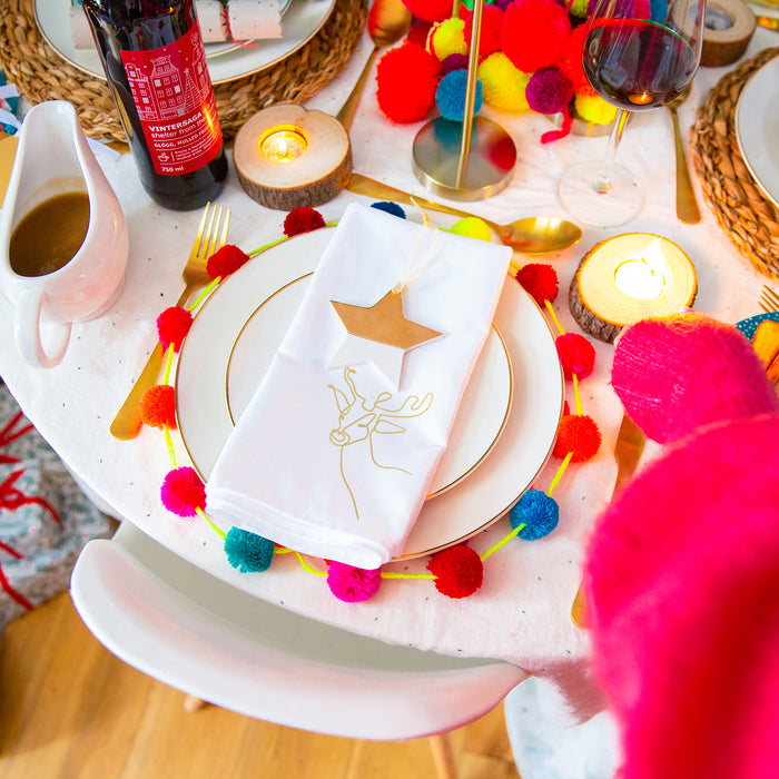 Hand Drawn Stag Head Christmas Napkins