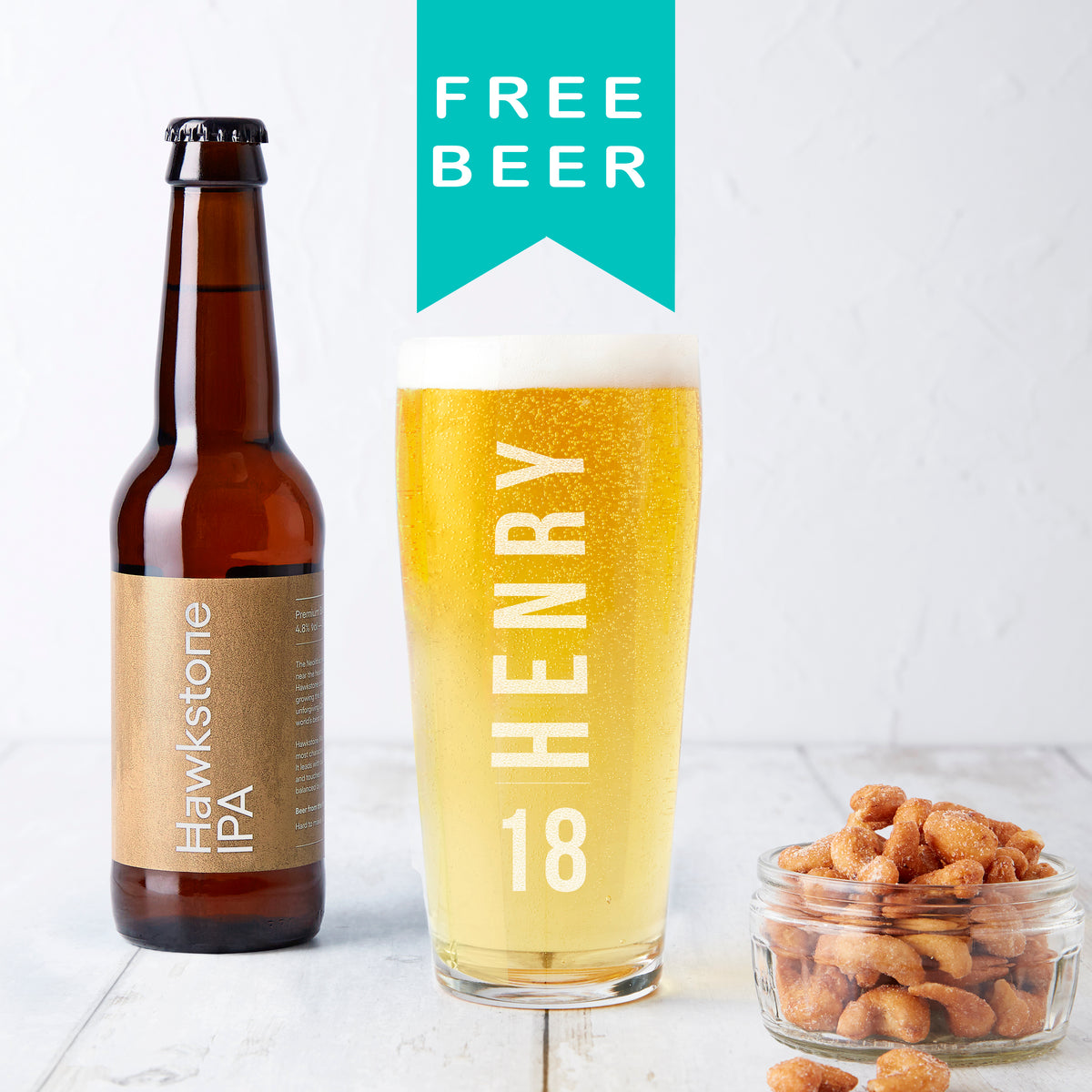 Personalised 18th Birthday Name And Age Beer Glass
