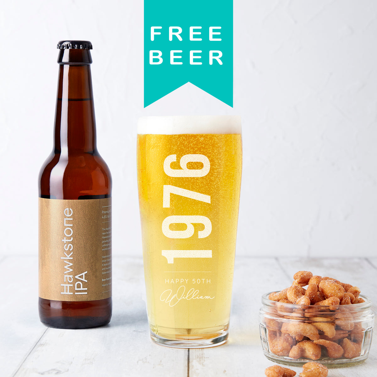 Personalised Birth Year And Name Beer Glass
