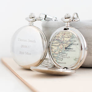 Personalised Map Pocket Watch Rose Gold
