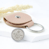 60th Birthday 1966 Sixpence Keepsake Coin Keyring