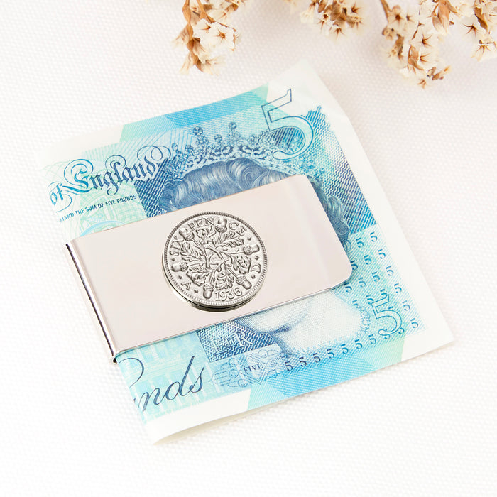 Sixpence 1936 90th Birthday Money Clip