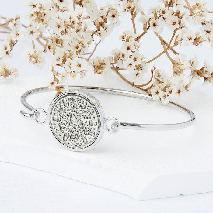 90th Birthday 1936 Sixpence Coin Bangle Bracelet