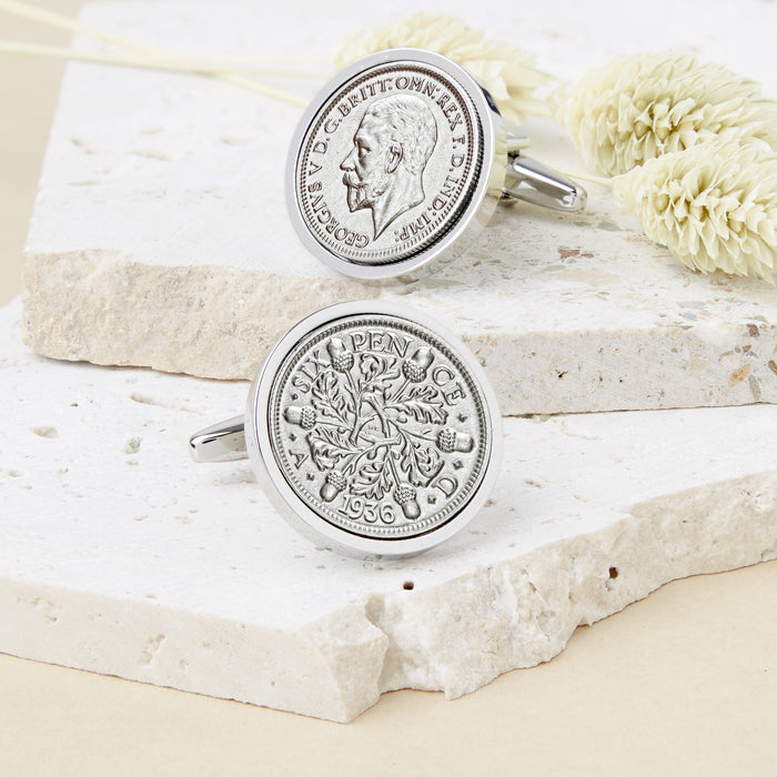90th Birthday 1936 Sixpence Coin Cufflinks