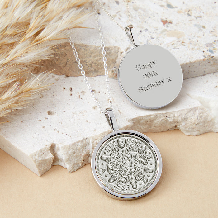90th Birthday 1936 Sixpence Coin Necklace