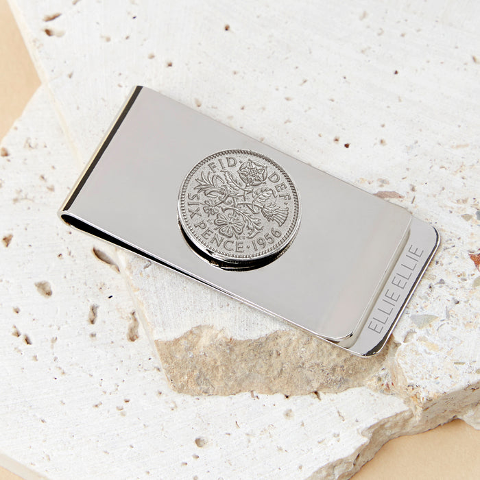 Sixpence 1956 70th Birthday Coin Money Clip