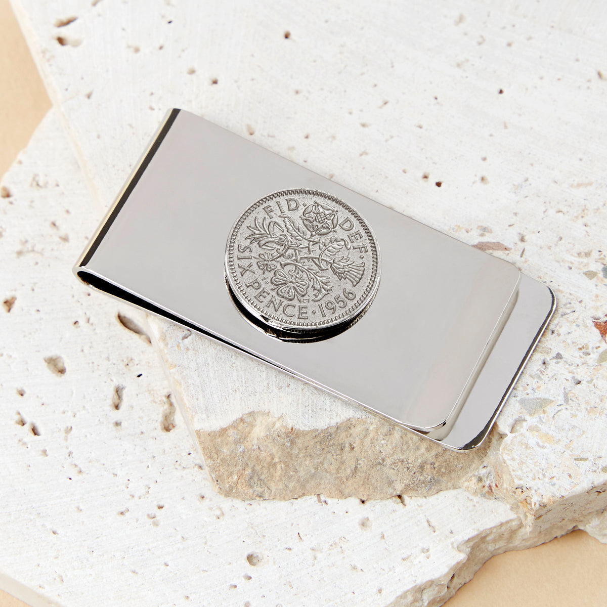 Sixpence 1956 70th Birthday Coin Money Clip