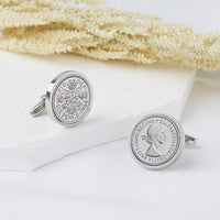 Sixpence 1966 60th Birthday Coin Cufflinks