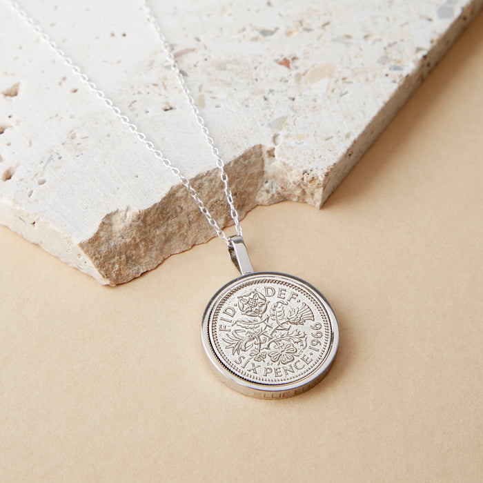 Sixpence 1966 60th Birthday Coin Necklace