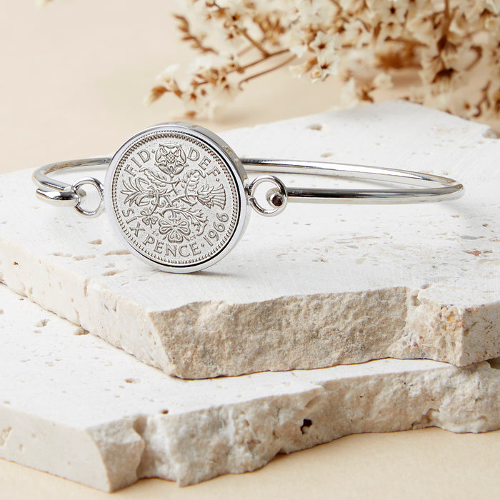 60th Birthday 1966 Sixpence Coin Bangle Bracelet