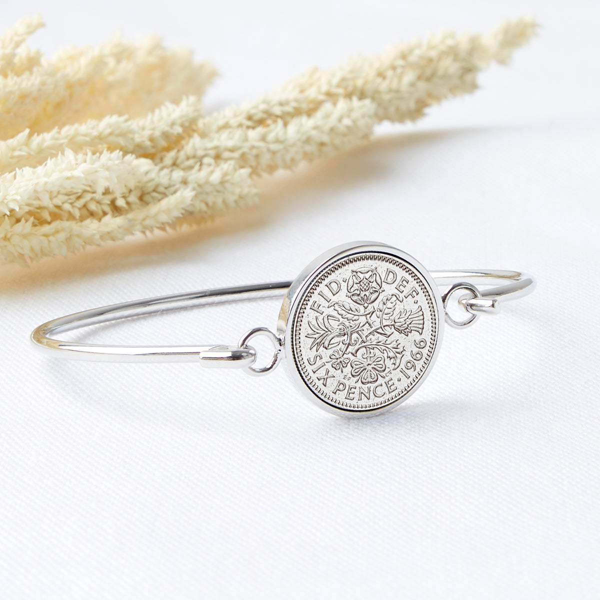 60th Birthday 1966 Sixpence Coin Bangle Bracelet