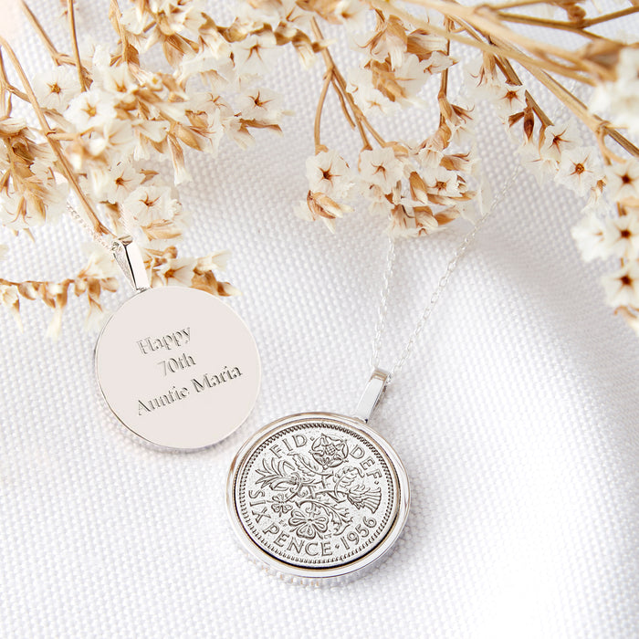 Sixpence 70th 1956 Birthday Coin Necklace