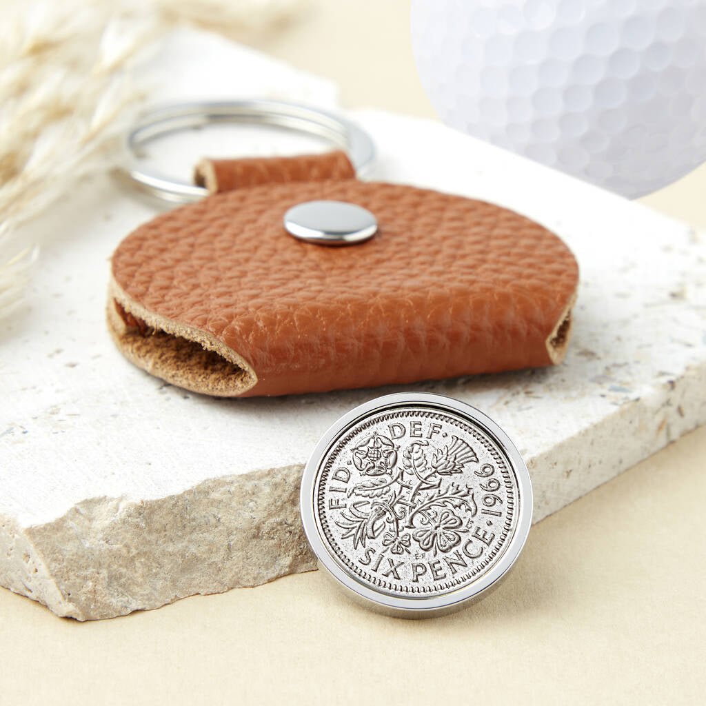 60th Birthday 1966 Sixpence Coin Golf Marker