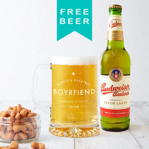 Personalised 'Worlds Greatest Boyfriend' Beer Tankard