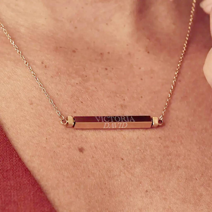 Personalised Spinning Bar Necklace Gold