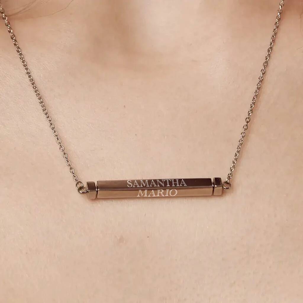 Personalised Spinning Bar Necklace Silver