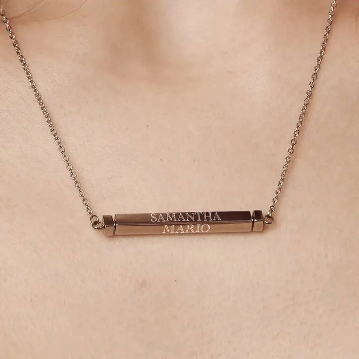 Personalised Spinning Bar Necklace Silver